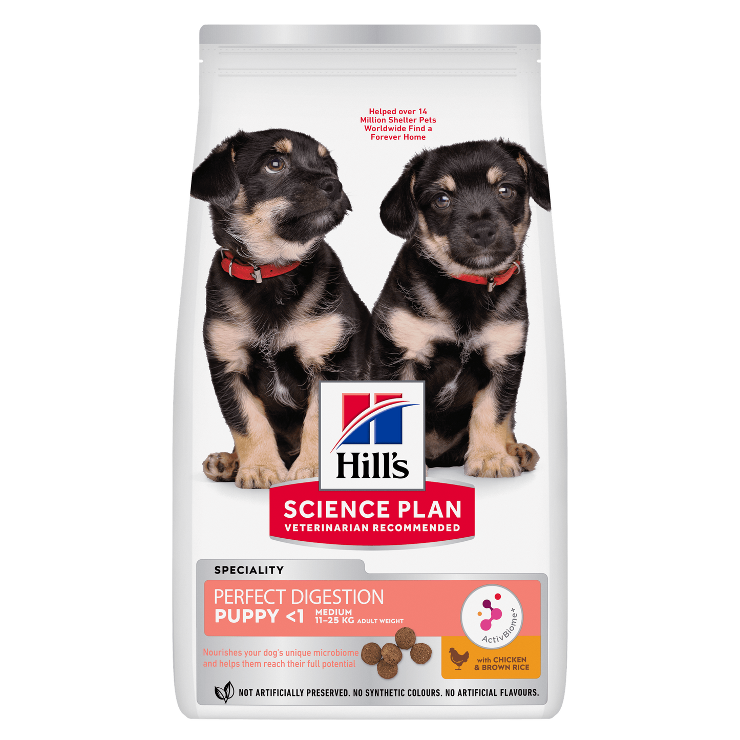 Hill's Science Plan Perfect Digestion Medium Puppy Dry Food with Chicken and Brown Rice - 14kg Bag