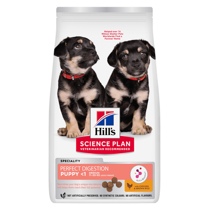 Hill's Science Plan Perfect Digestion Medium Puppy Dry Food with Chicken and Brown Rice - 14kg Bag