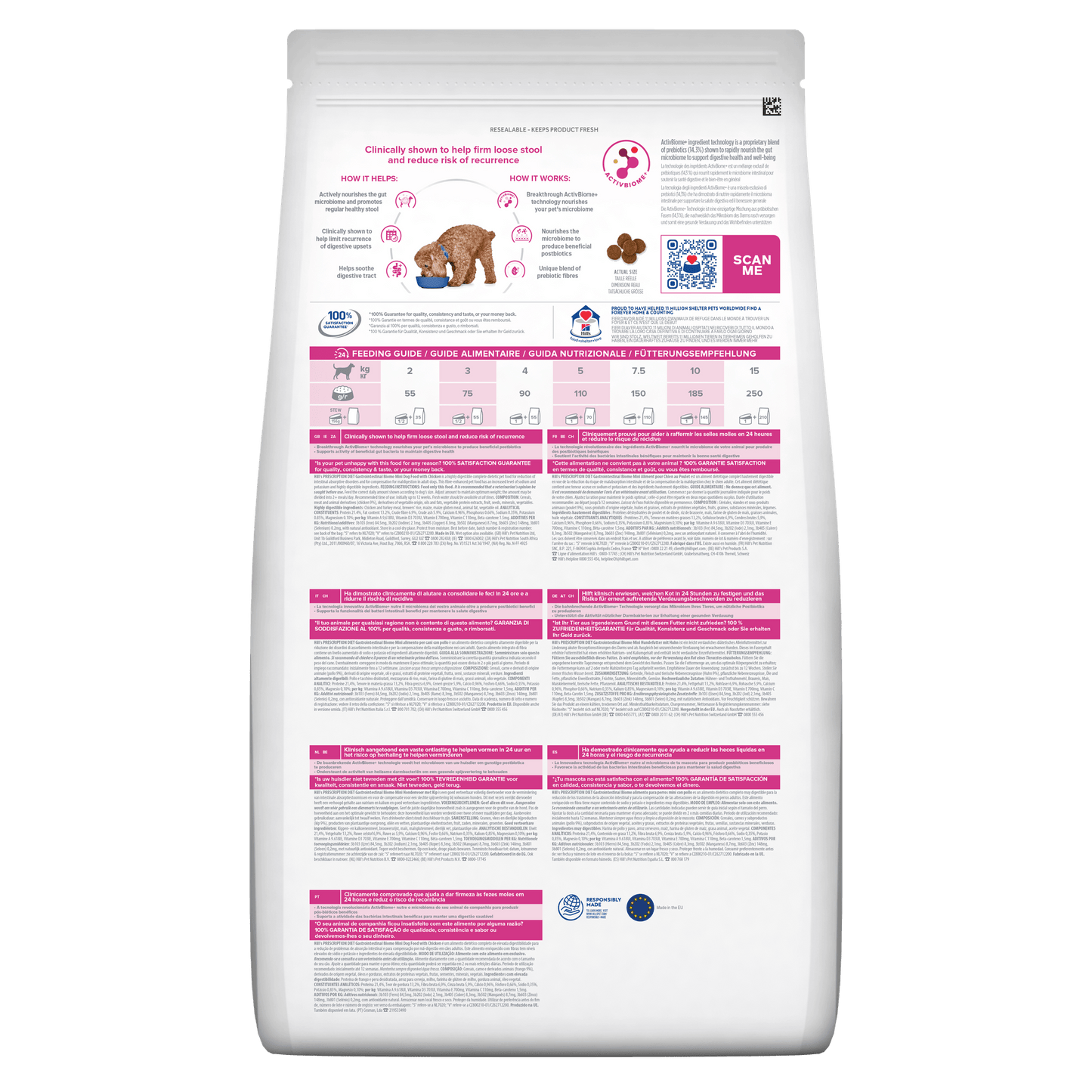 Hill’s Prescription Diet Gastrointestinal Biome Digestive/Fibre Care Mini Dry Dog Food with Chicken - 1kg Bag