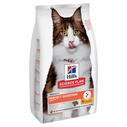 Hill's Science Plan Perfect Digestion Adult 1+ Dry Cat Food with Chicken & Brown Rice - 7kg Bag