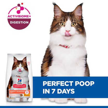 Hill's Science Plan Perfect Digestion Adult 1+ Dry Cat Food with Chicken & Brown Rice - 7kg Bag