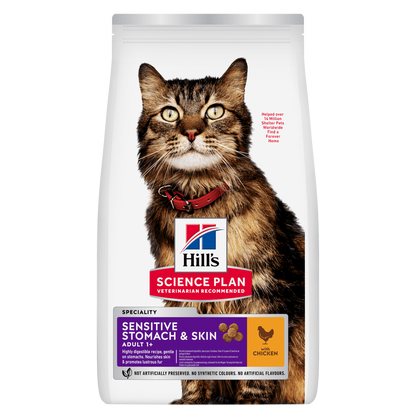 Hill's Science Plan Sensitive Stomach & Skin Adult Dry Cat Food with Chicken - 1.5kg