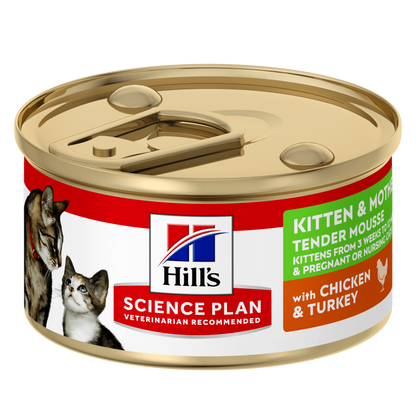 Hill's Science Plan Kitten & Mother Tender Mousse Wet Food with Chicken & Turkey - 24 x 85g Can