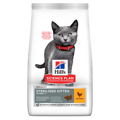 Hill's Science Plan Sterilised Kitten Dry Food with Chicken - 7kg Bag