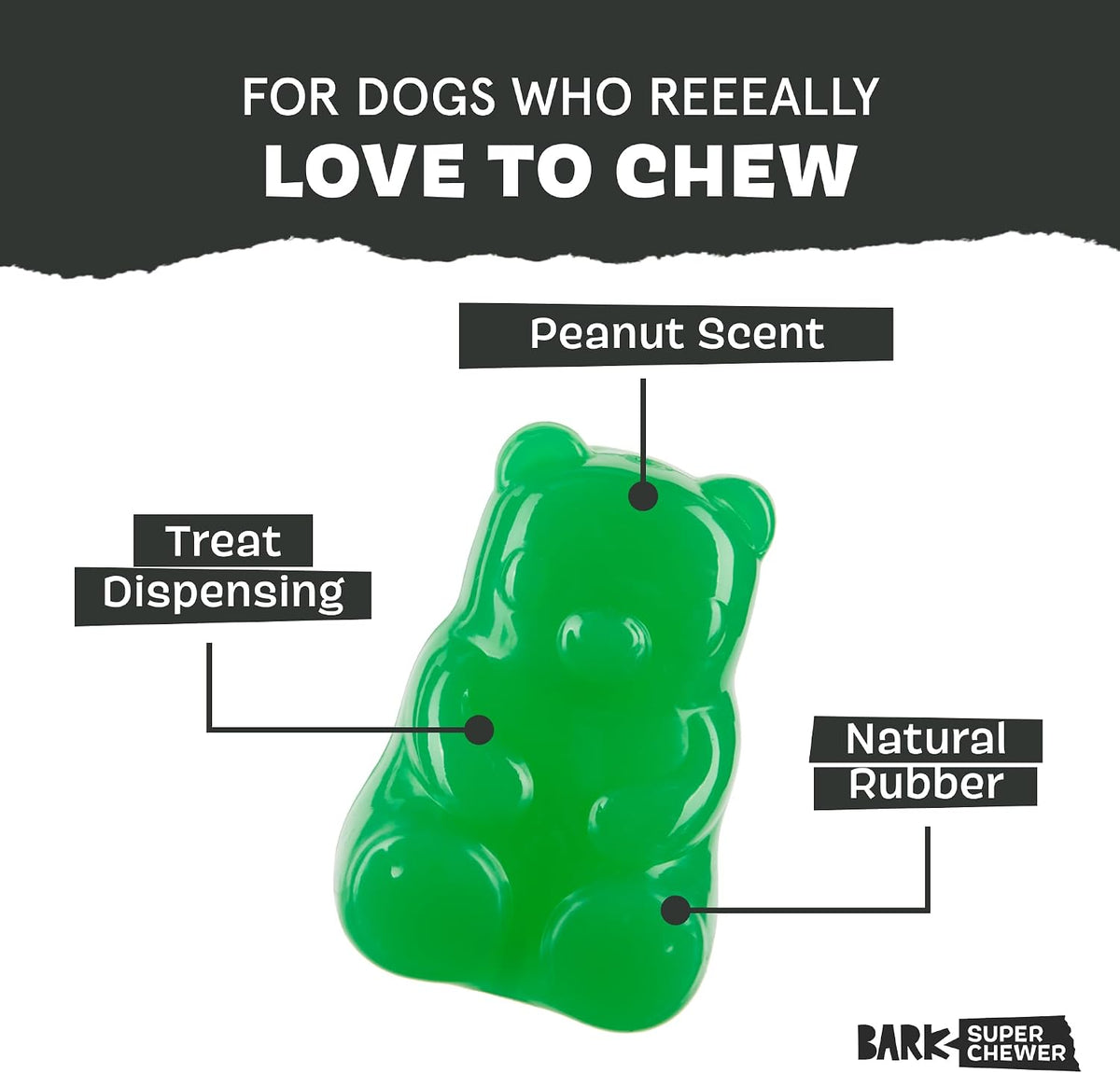 BARK Munchie The Bear Super Chewer Dog Toy
