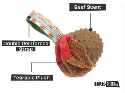 BARK Rip And Reveal Squeaky Meat-A-Ball Dog Toy