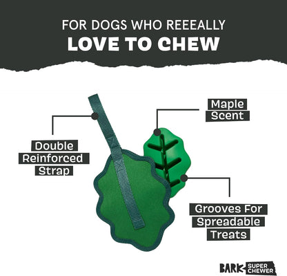 BARK Rip And Reveal Green Chew Leaf Dog Toy