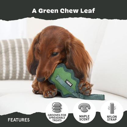 BARK Rip And Reveal Green Chew Leaf Dog Toy