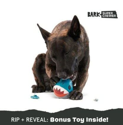 BARK Rip & Reveal Great White Dwight Super Chewer Dog Toy