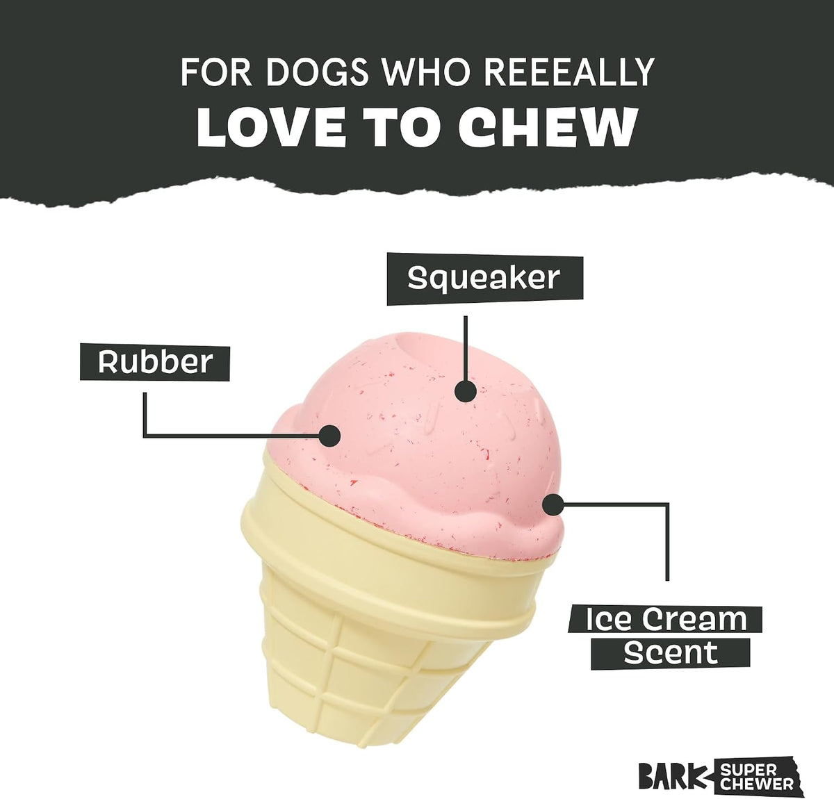 BARK I-Squeak Cone Super Chewer Dog Toy