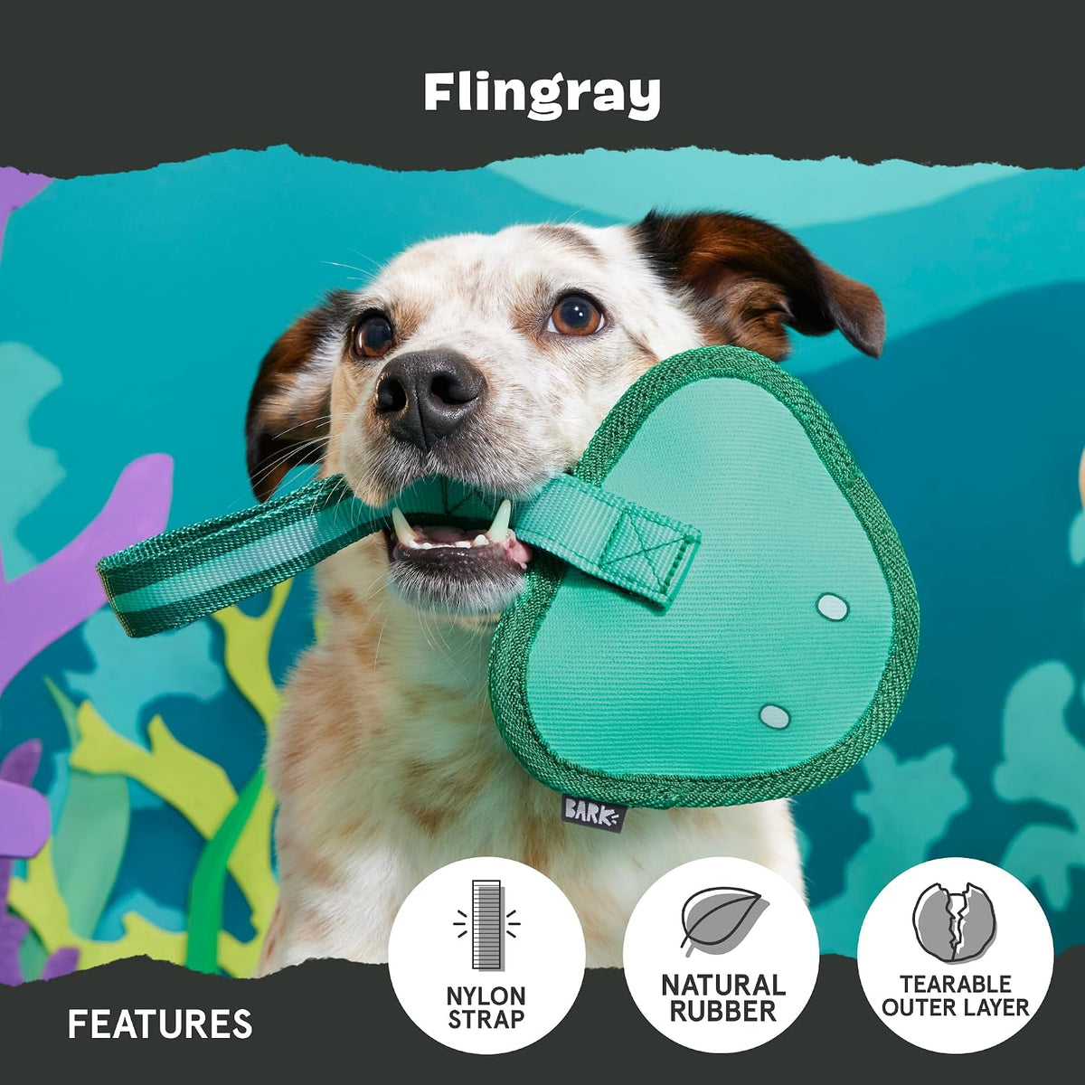 BARK Rip & Reveal Flingray Dog Toy
