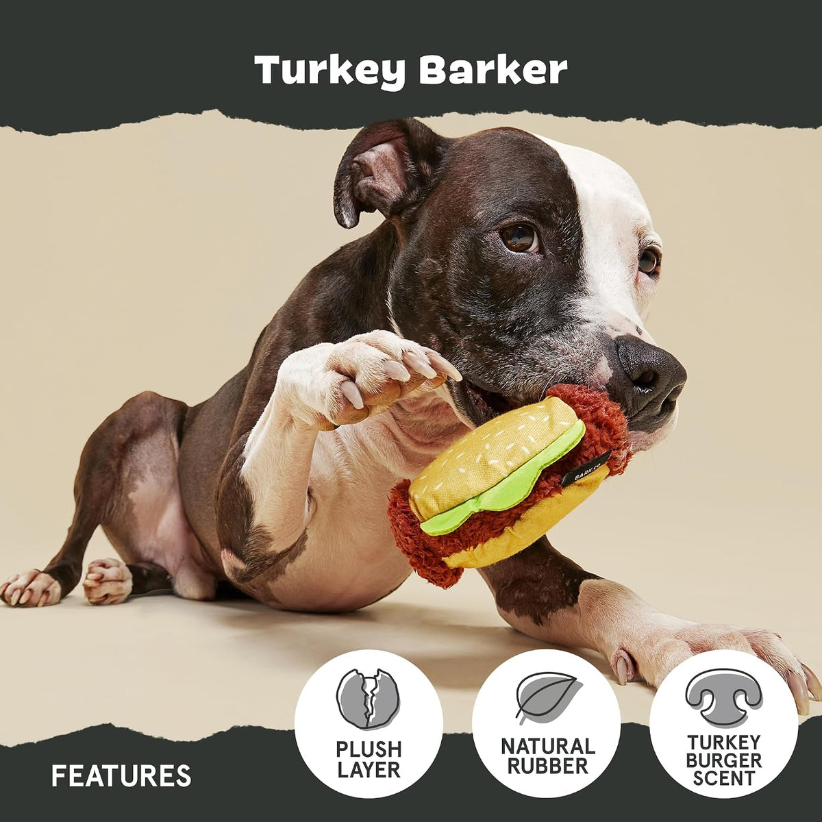 BARK Rip & Reveal Turkey Barker Dog Toy