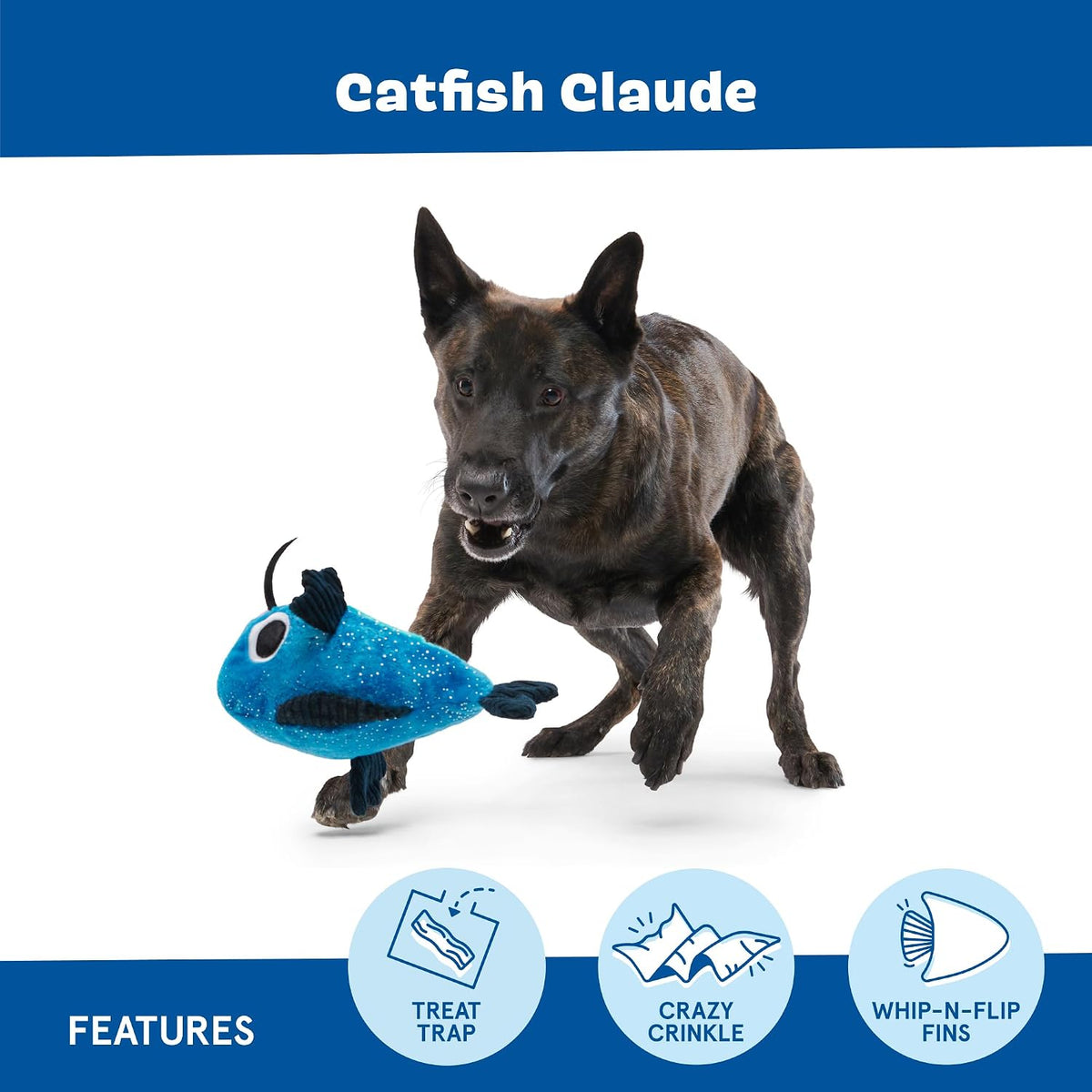 BARK Catfish Claude Treat Dispensing Dog Toy