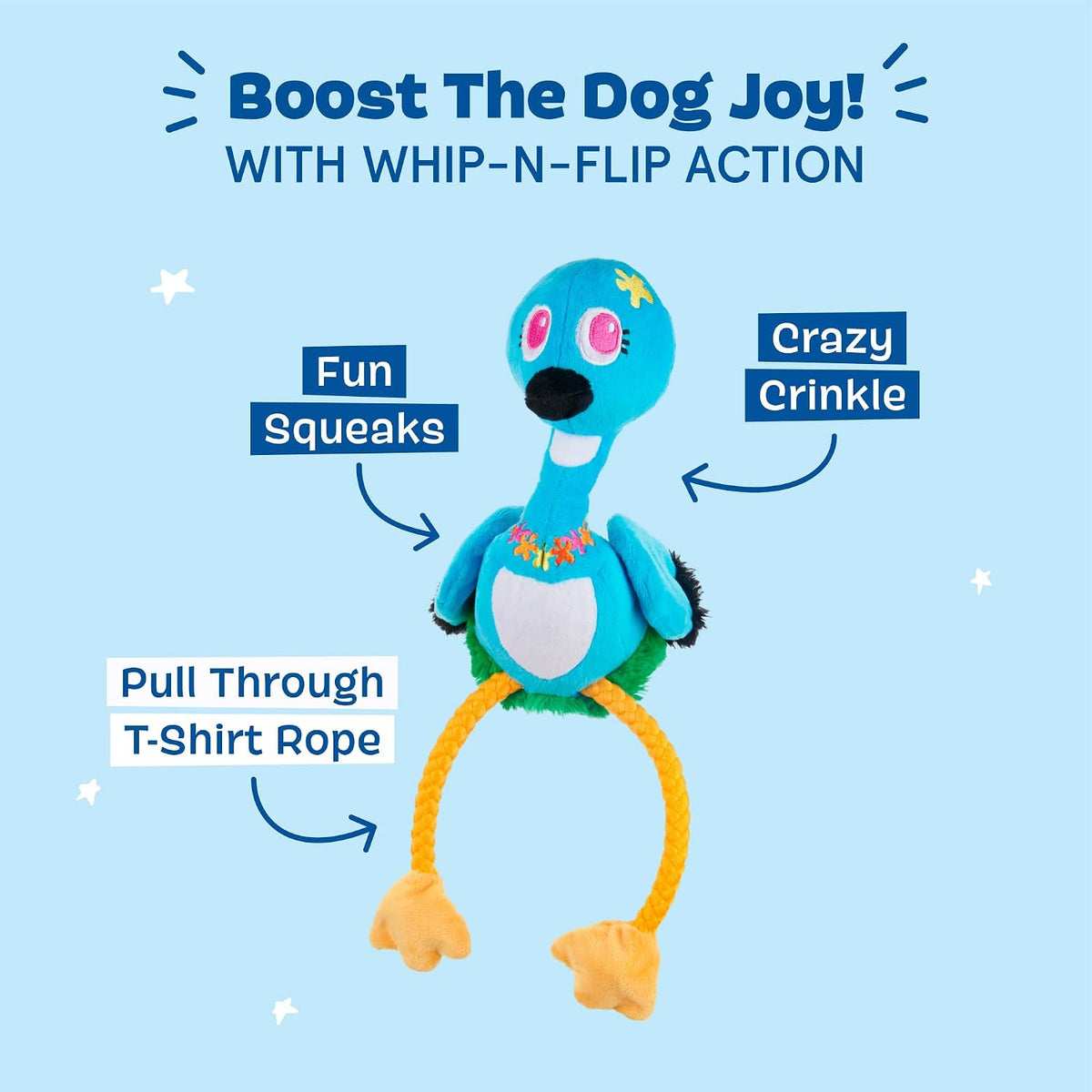 BARK Whip-N-Flip Ani The Nene Goose Dog Toy