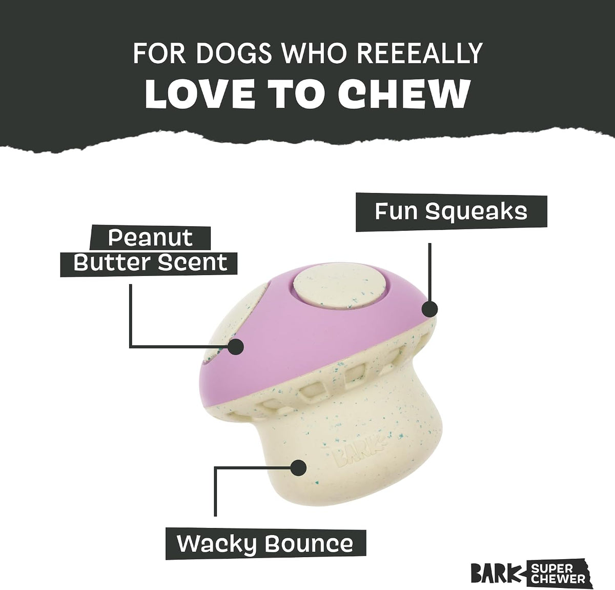 BARK Super Chewer Trippy Toadstool Dog Toy