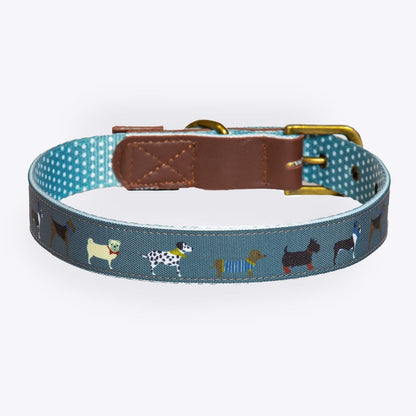 Danish Design FatFace Marching Dogs Collar - Grey