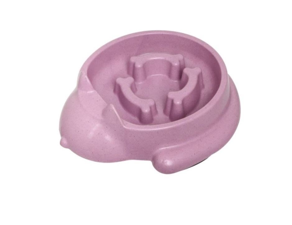 Bamboo Slow Feeder Cat Shaped Pet Bowl