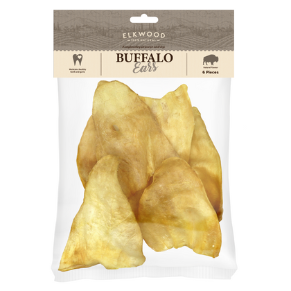 Elkwood 100% Buffalo Natural Ear Dog Treat | 6-pack