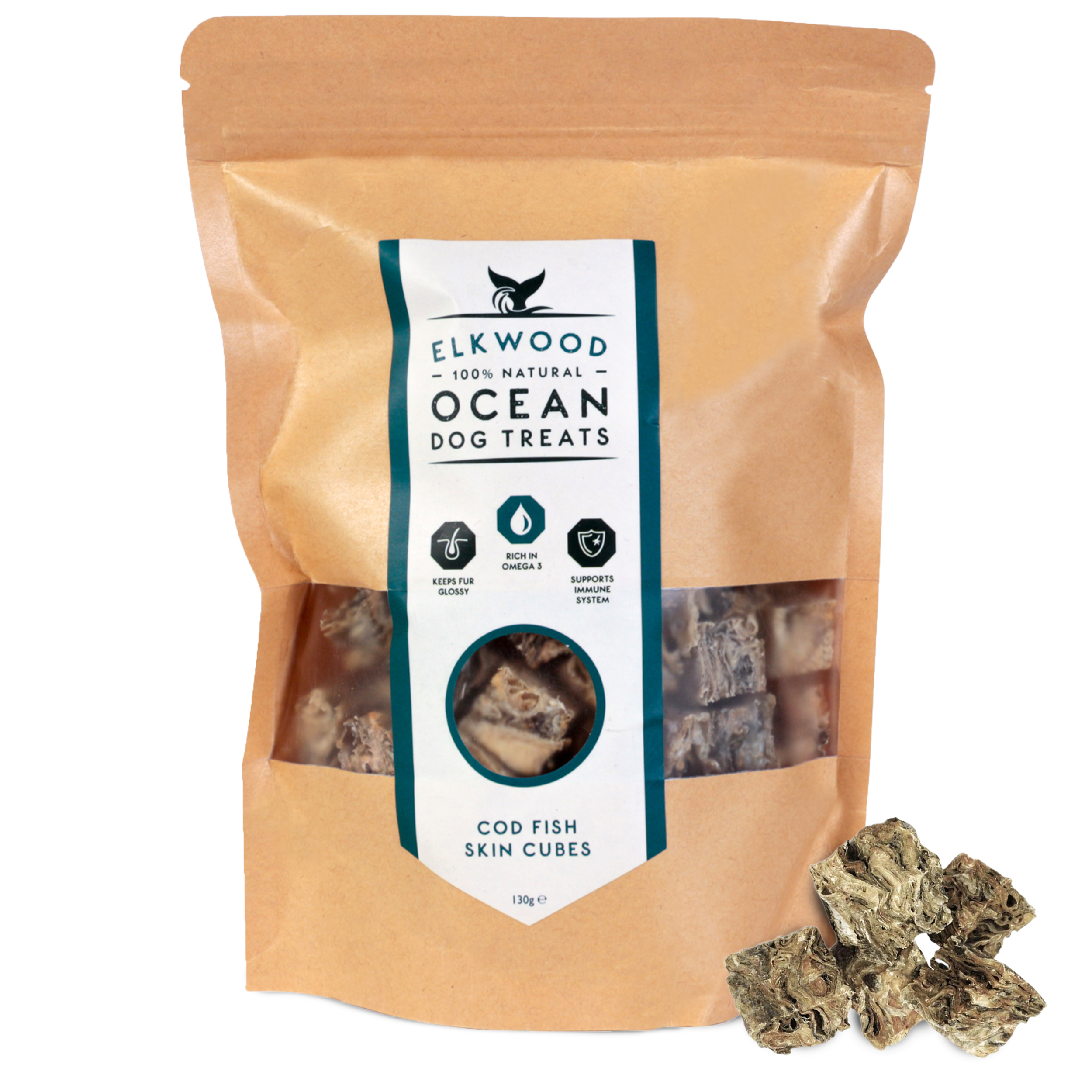 Elkwood Cod Fish Skin Cubes | 130g – Pet Supermarket