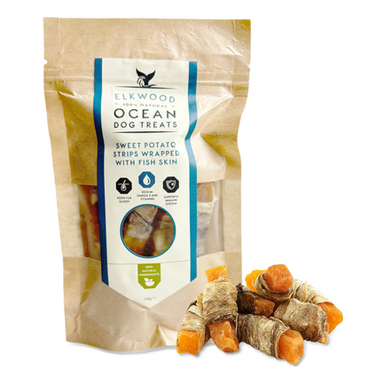 Elkwood Sweet Potato Strips Wrapped in Fish Skin | 100g