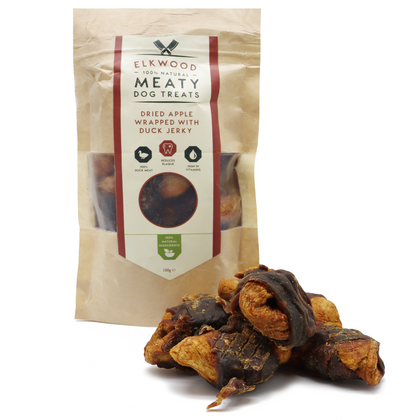 Elkwood Dried Apple Chunks Wrapped in Duck Jerky | 100g