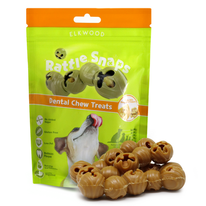 Elkwood Rattlesnaps Peanut & Pumpkin Dental Chew with Chicken | 4-Pack