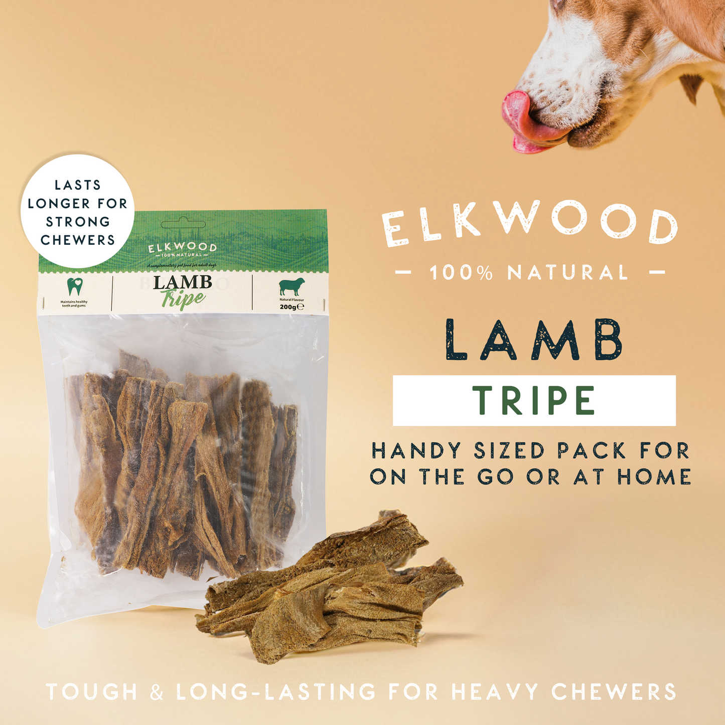 Elkwood 100% Lamb Tripe Sticks Dog Treat | 200g