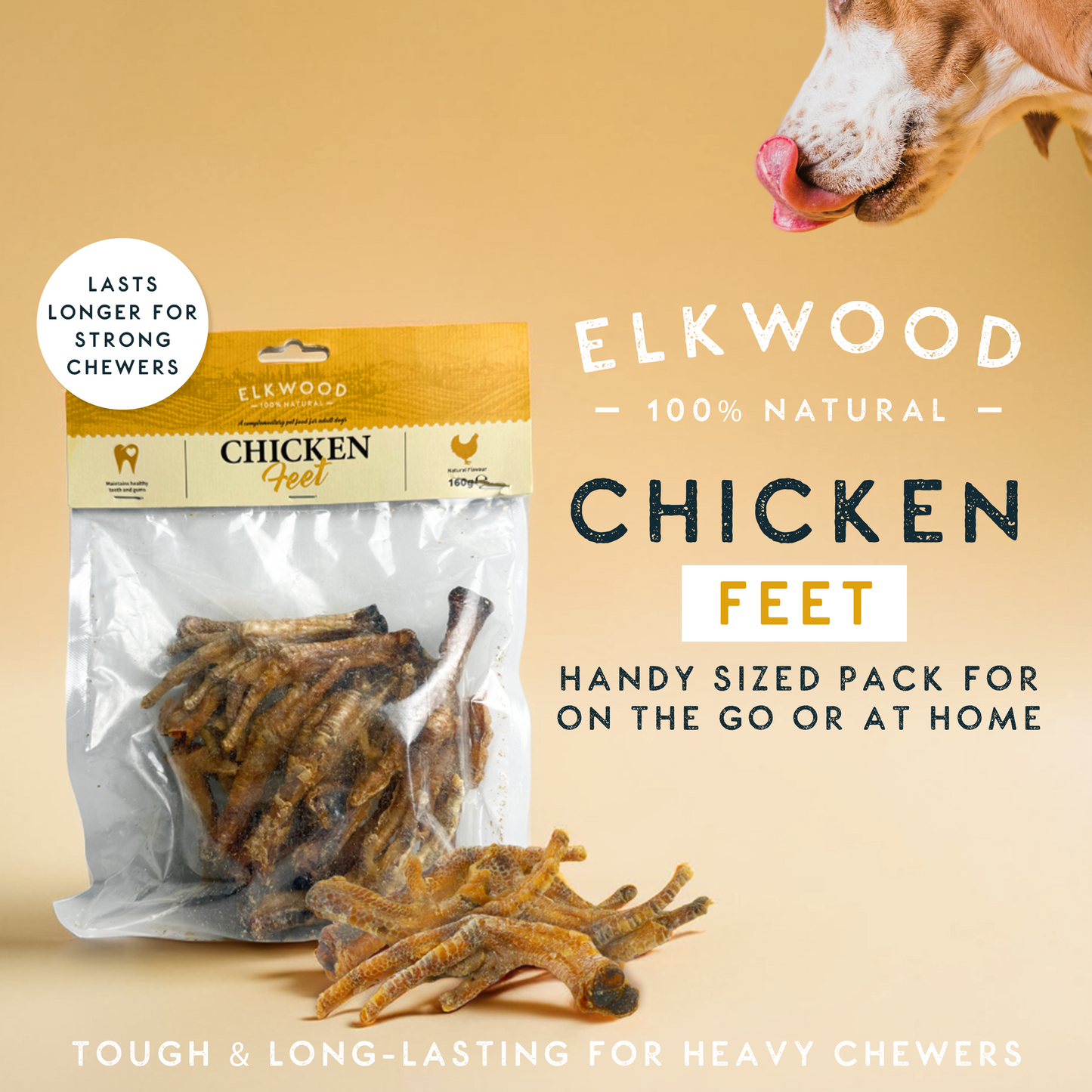 Elkwood 100% Chicken Feet Dog Treat | 160g