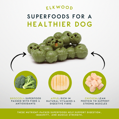 Elkwood Rattlesnaps Broccoli & Apple Dental Chew with Chicken | 50g x 10-Pack