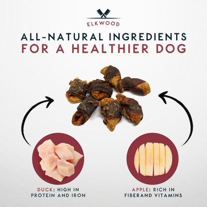 Elkwood Dried Apple Chunks Wrapped in Duck Jerky | 100g