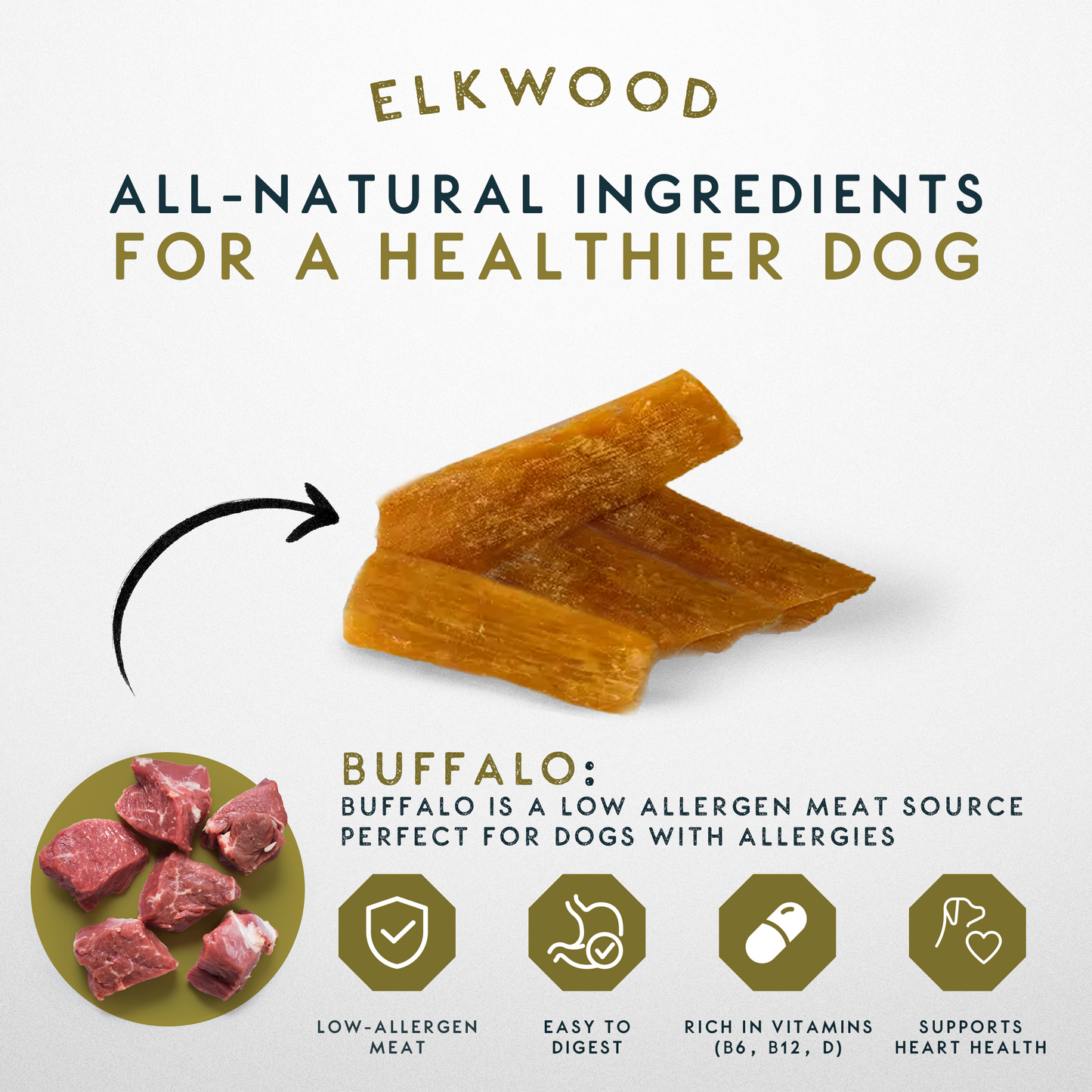 Elkwood 100% Buffalo Paddywack Dog Chew | 220g