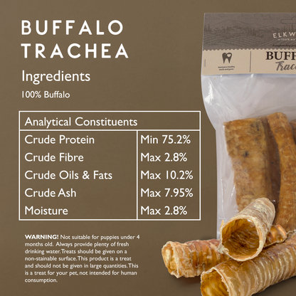 Elkwood 100% Buffalo Trachea Dog Treat | 200g