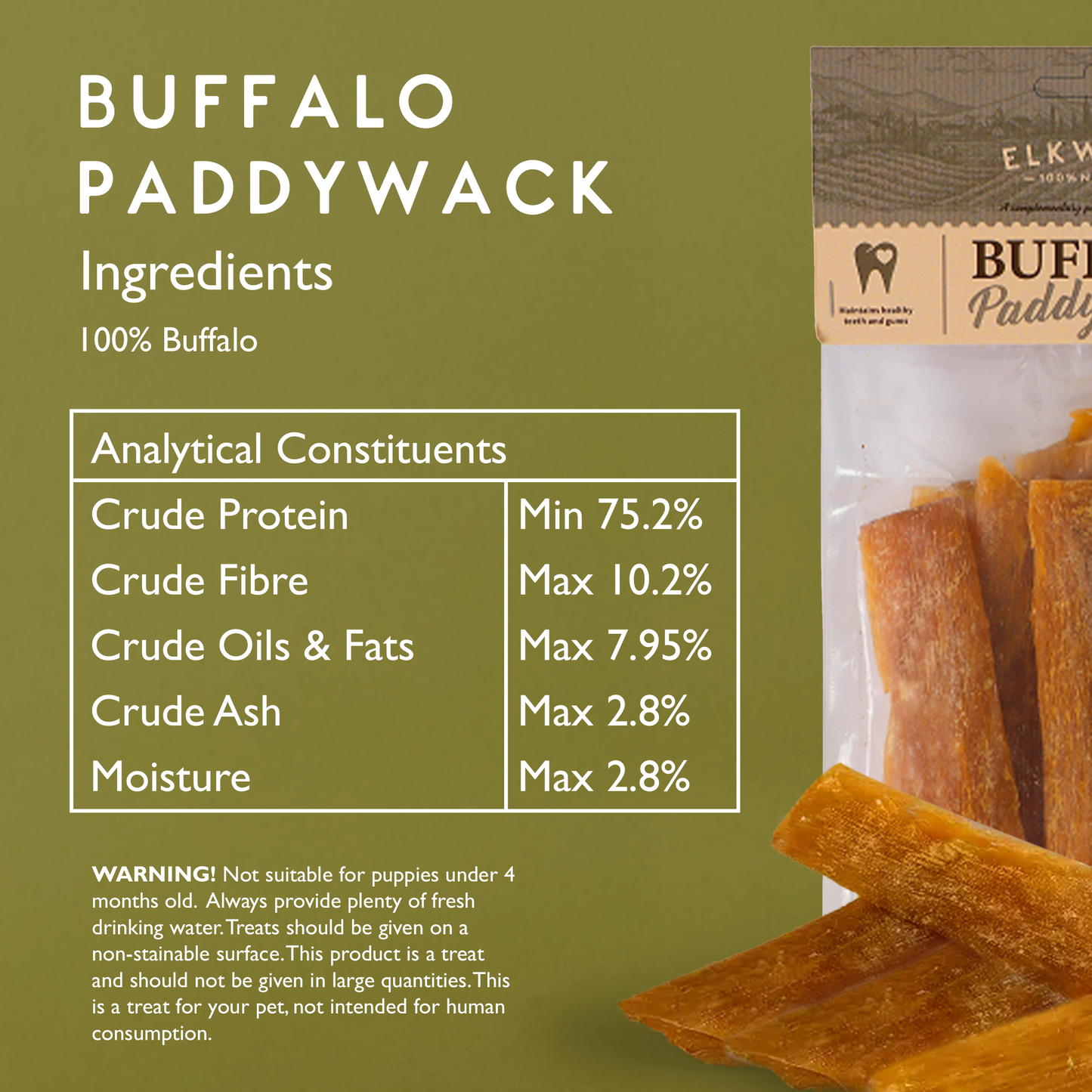 Elkwood 100% Buffalo Paddywack Dog Chew | 220g