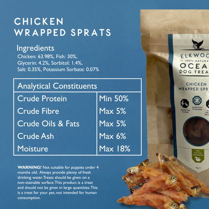 Elkwood 100% Chicken Wrapped Sprats | 70g