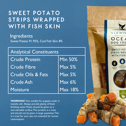Elkwood Sweet Potato Strips Wrapped in Fish Skin | 100g