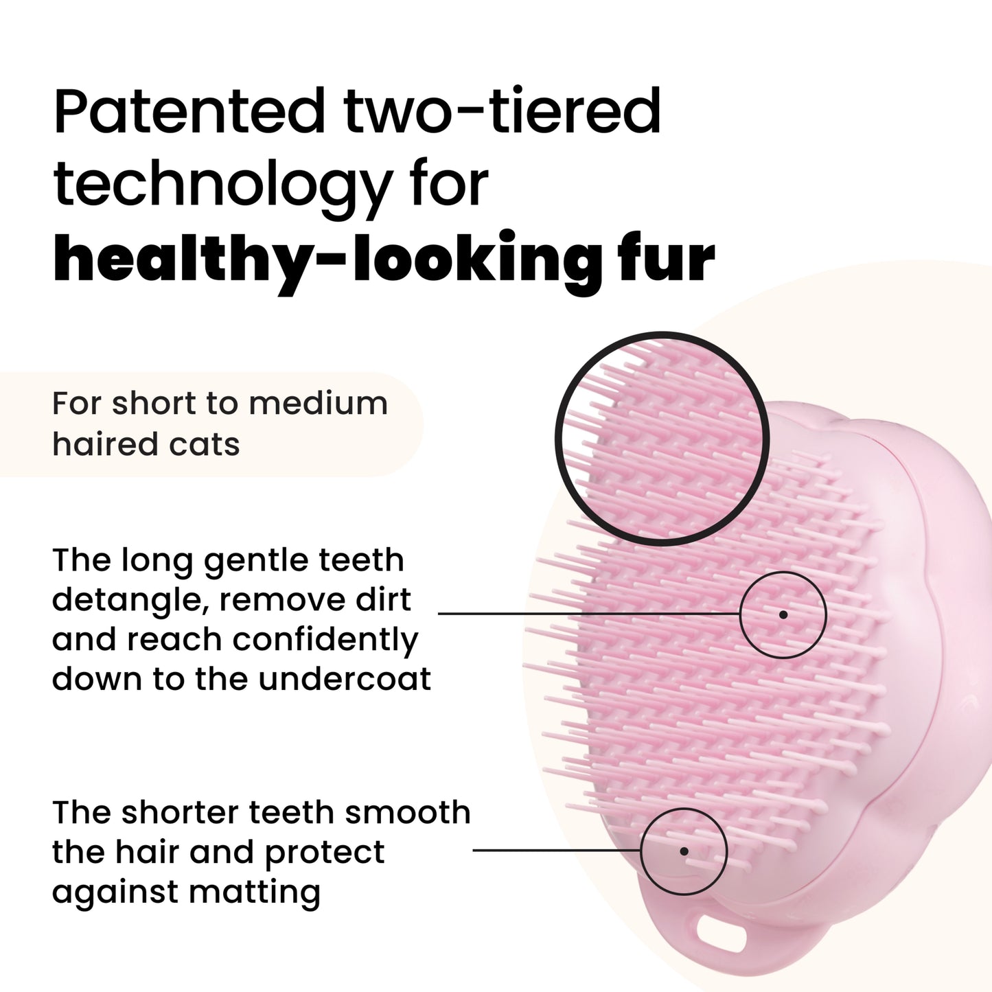 Pet Teezer Detangling Cat Grooming Brush Pink