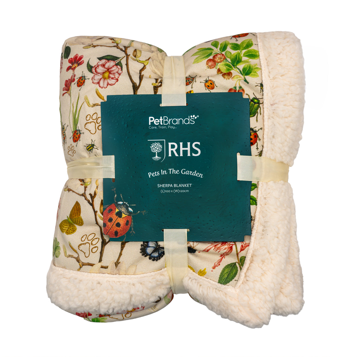 Royal Horticultural Society Pets in the Garden Printed Sherpa Blanket