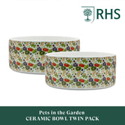 Royal Horticultural Society Pets in the Garden Ceramic Bowl | Large/Extra-Large