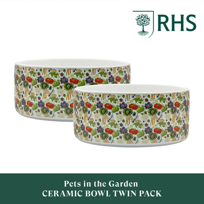 Royal Horticultural Society Pets in the Garden Ceramic Bowl | Large/Extra-Large
