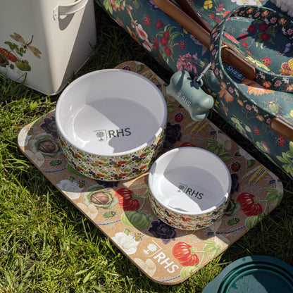 Royal Horticultural Society Pets in the Garden Ceramic Bowl Twin Pack | Small/Medium