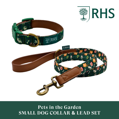Royal Horticultural Society Pets in the Garden Dog Collar & Lead Set | Small