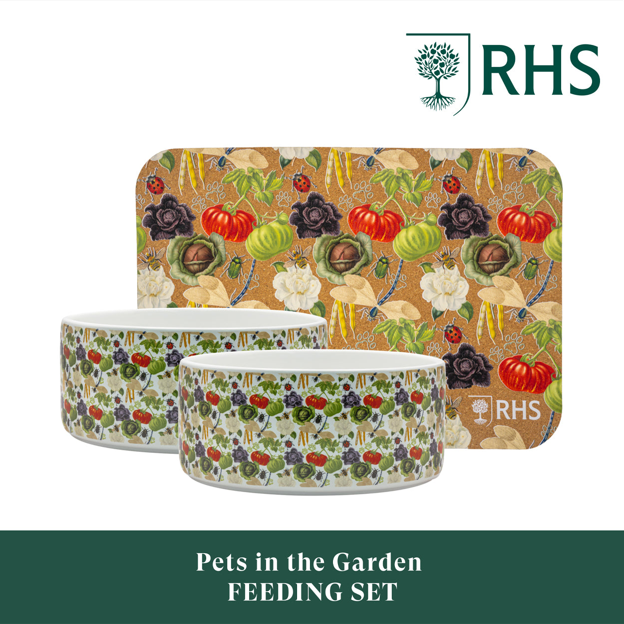 Royal Horticultural Society Pets in the Garden Feeding Set | Large/Extra-Large