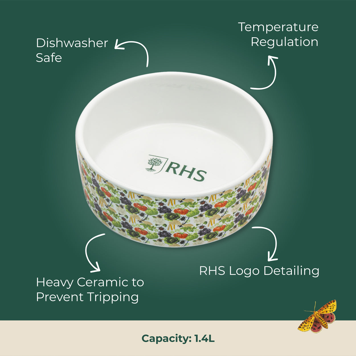Royal Horticultural Society Pets in the Garden Feeding Set | Large/Extra-Large