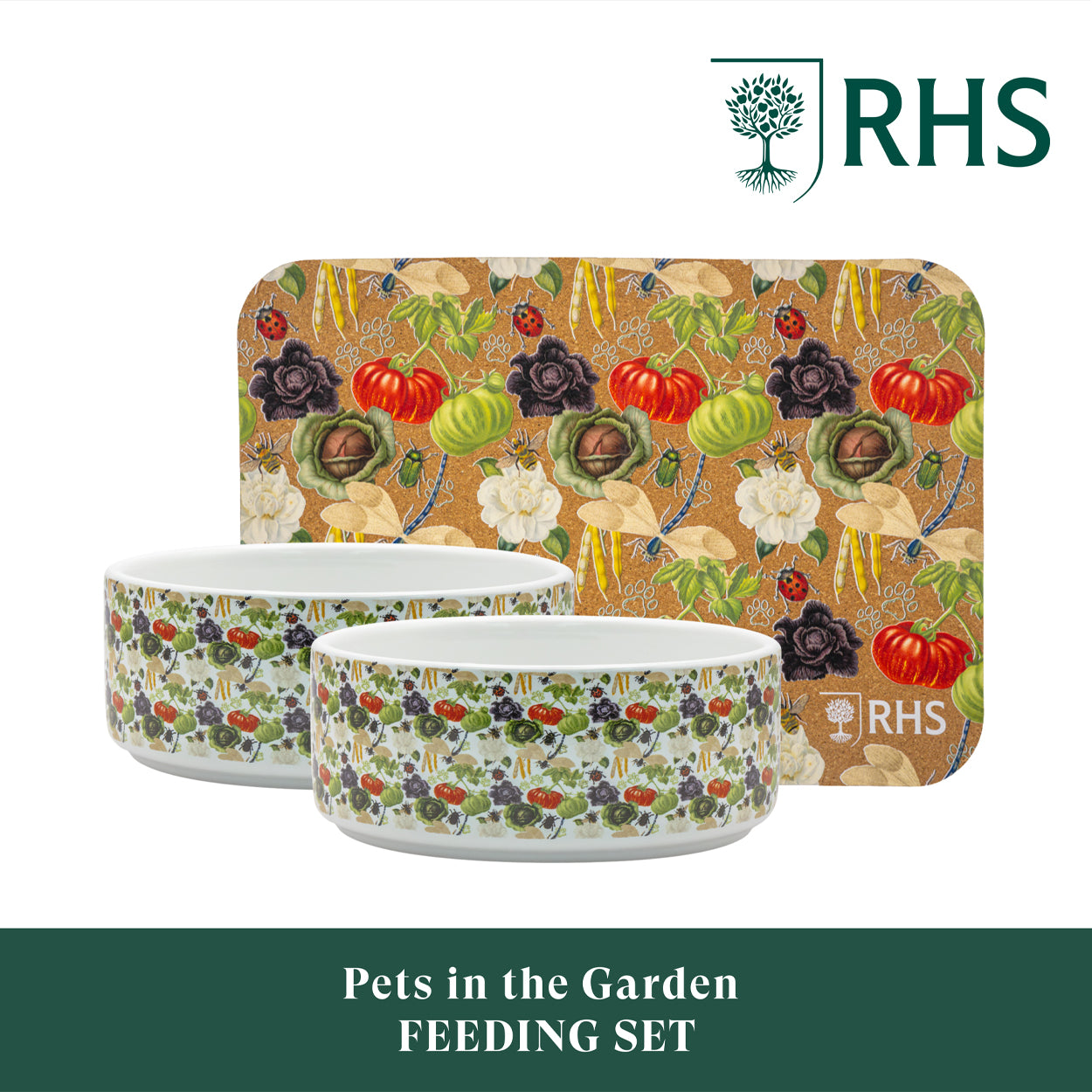 Royal Horticultural Society Pets in the Garden Feeding Set | Small/Medium