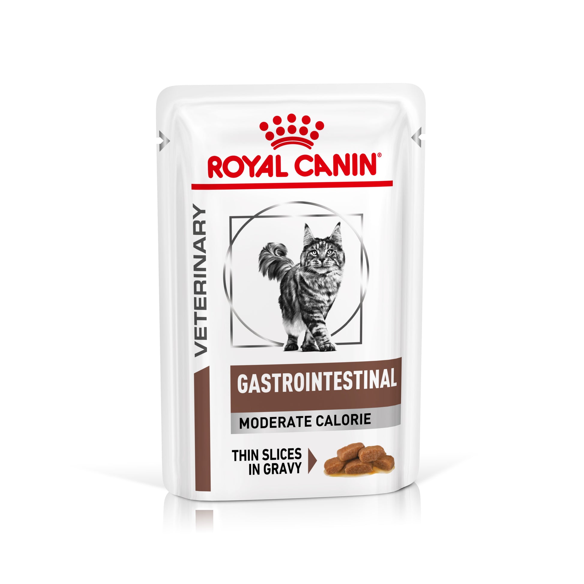 Royal Canin Royal Canin Gastrointestinal Moderate Calorie Thin Slices Pork Adult Wet Cat Food pet food packaging
