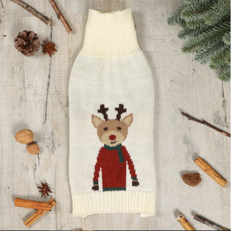 Festive Collection Knitted Reindeer Multicolour Dog Jumper Xs/S