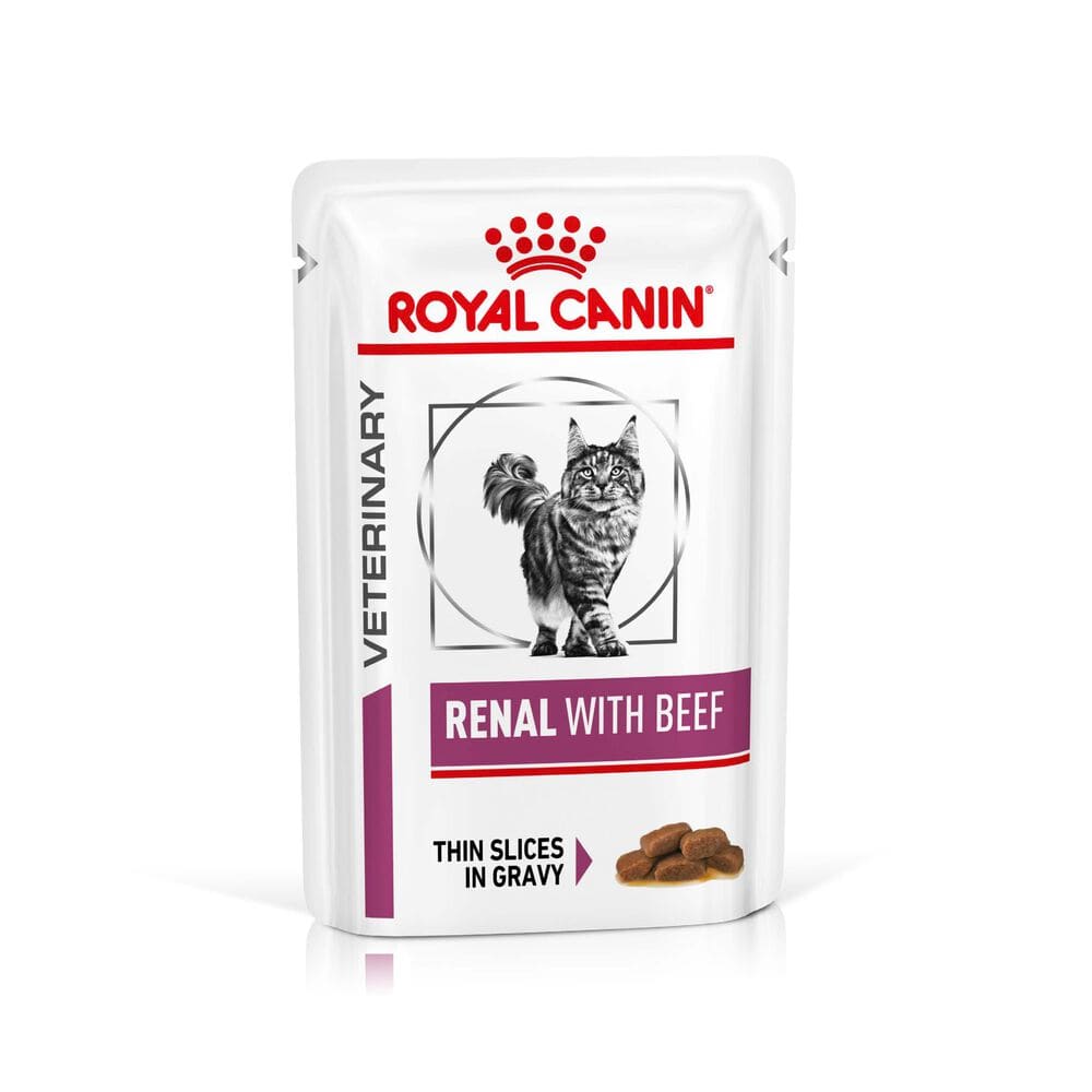 Royal Canin Royal Canin Veterinary Renal Beef Adult Wet Cat Food pet food packaging