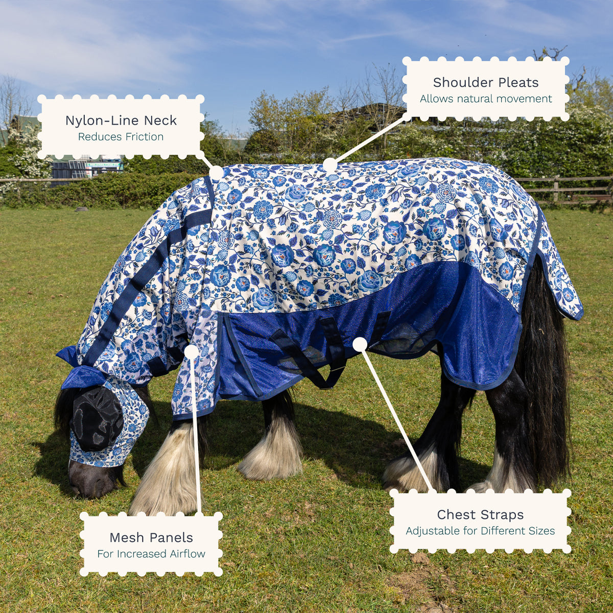Cath Kidston Equestrian Strawberry Garden Rain Sheet & Fly Rug Combo