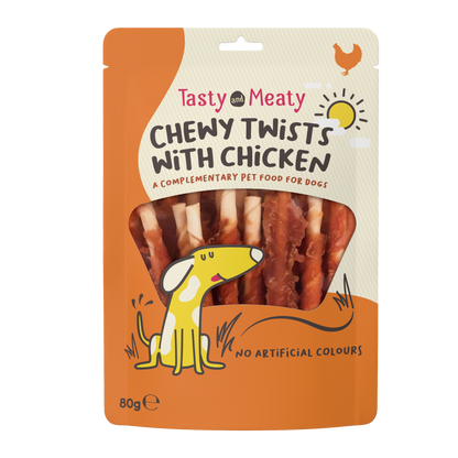 Tasty & Meaty Chewy Twists with Chicken Adult Dog Treats