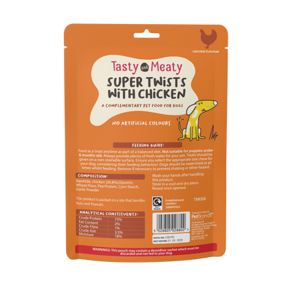 Tasty & Meaty Delicious Chewy Twists with Chicken - Extra Large Adult Dog Treats | 100g